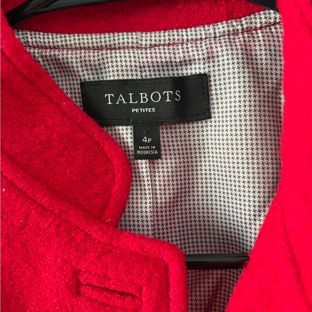 Talbots Vibrant Red Wool-Blend Button Jacket - Picture 5 of 7
